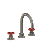 California Faucets Descanso Works 8" Llave de Lavabo de 3 Orificios para Cubierta, con Dos Manerales - Pico de Arco - Grafito