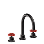 California Faucets Descanso Works 8" Llave de Lavabo de 3 Orificios para Cubierta, con Dos Manerales - Pico de Arco - Negro Mate