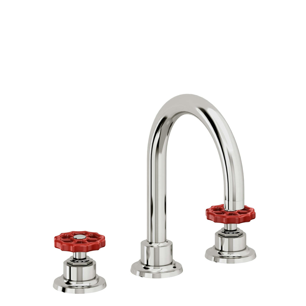 California Faucets Descanso Works 8" Llave de Lavabo de 3 Orificios para Cubierta, con Dos Manerales - Pico de Arco - Cromo Pulido