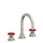 California Faucets Descanso Works 8" Llave de Lavabo de 3 Orificios para Cubierta, con Dos Manerales - Pico de Arco - Níquel Pulido