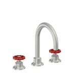 California Faucets Descanso Works 8" Llave de Lavabo de 3 Orificios para Cubierta, con Dos Manerales - Pico de Arco - Cromo Satinado