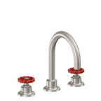 California Faucets Descanso Works 8" Llave de Lavabo de 3 Orificios para Cubierta, con Dos Manerales - Pico de Arco - Acero Inoxidable Ultra