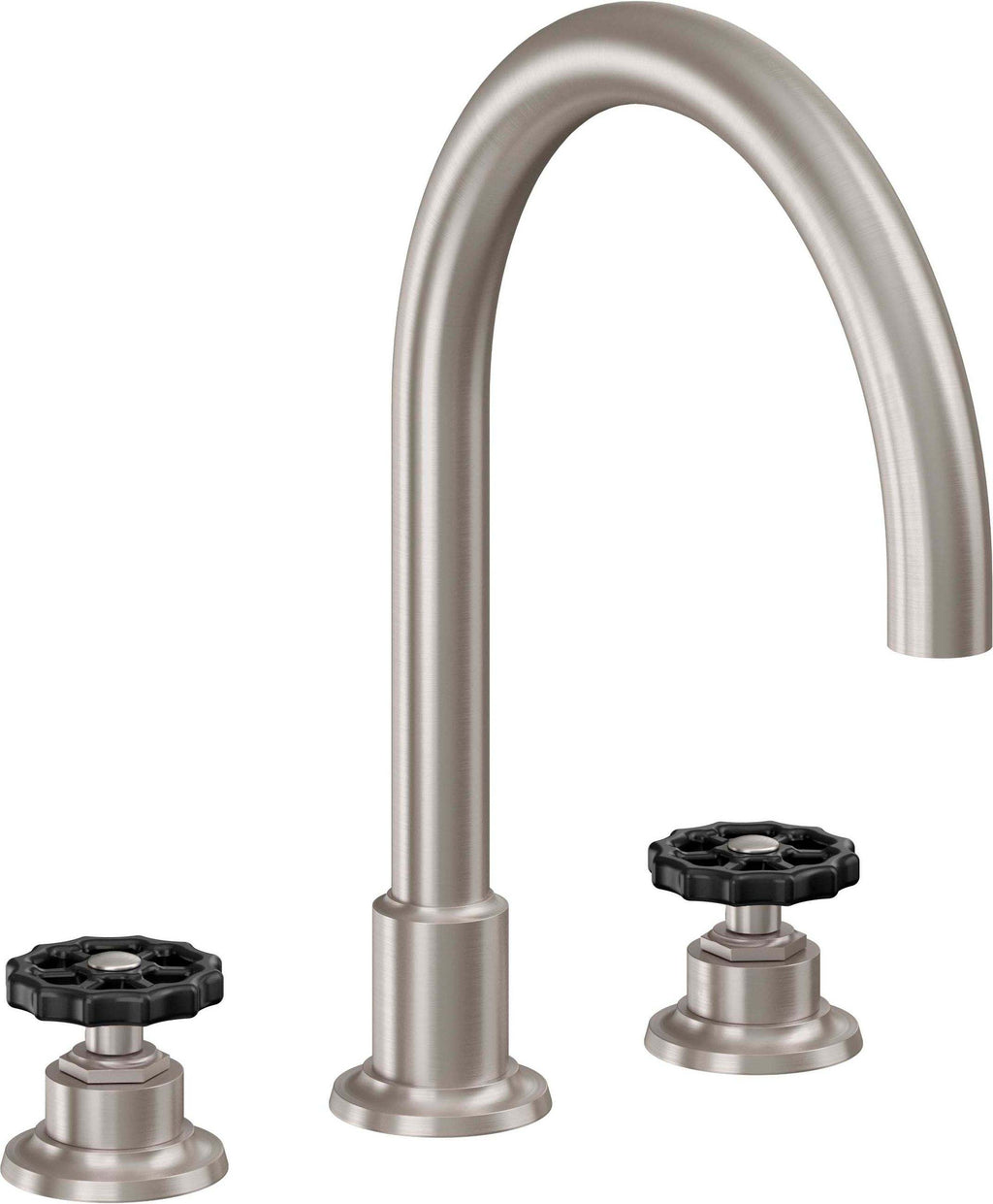California Faucets Descanso Works Juego Completo para Tina Romana - Pico de Arco - Níquel Satinado