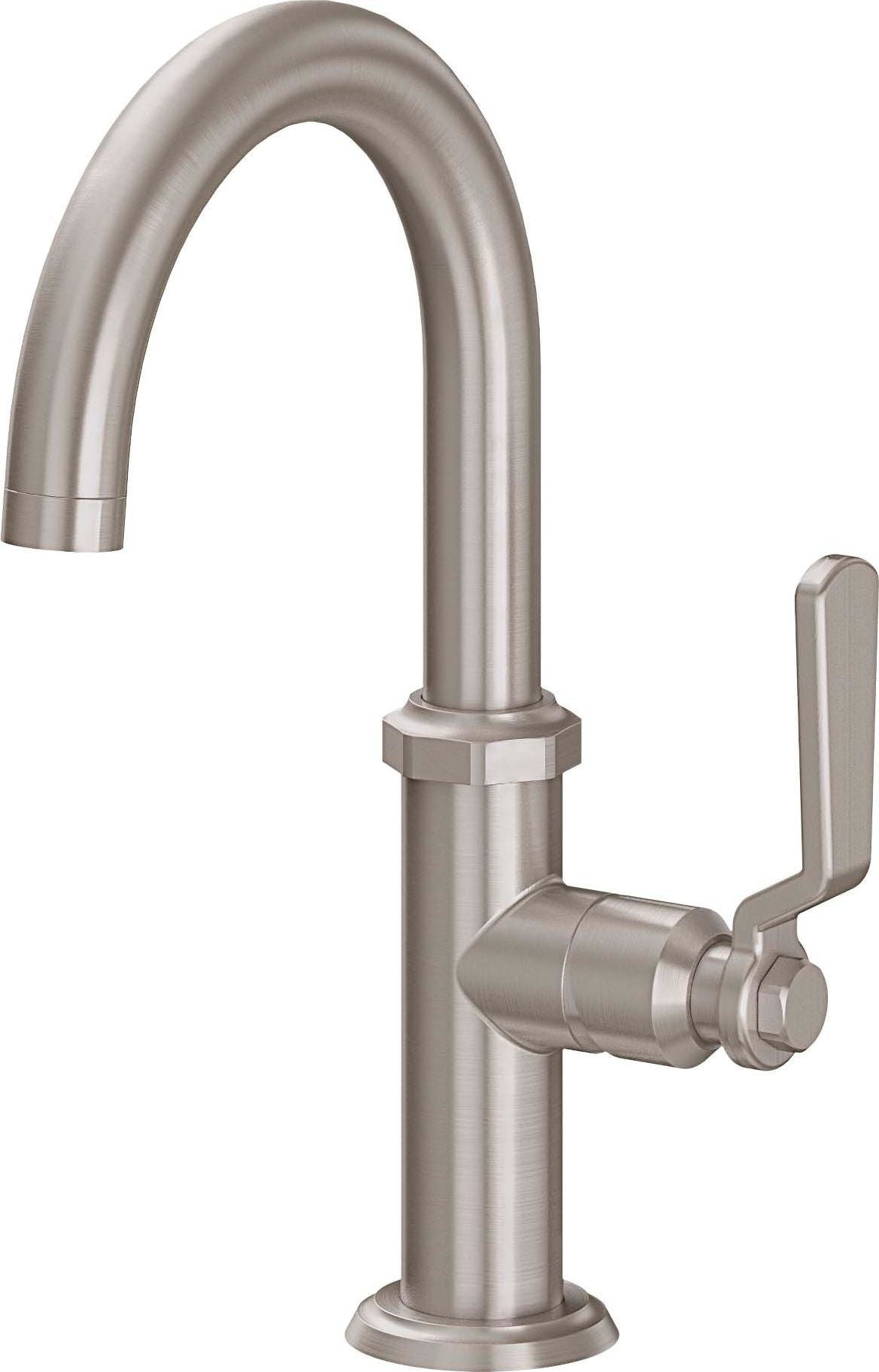 California Faucets Tiburon Llave de Lavabo/Bar/Preparación de Un Solo Orificio - Pico Alto - Manija de Palanca - Níquel Satinado