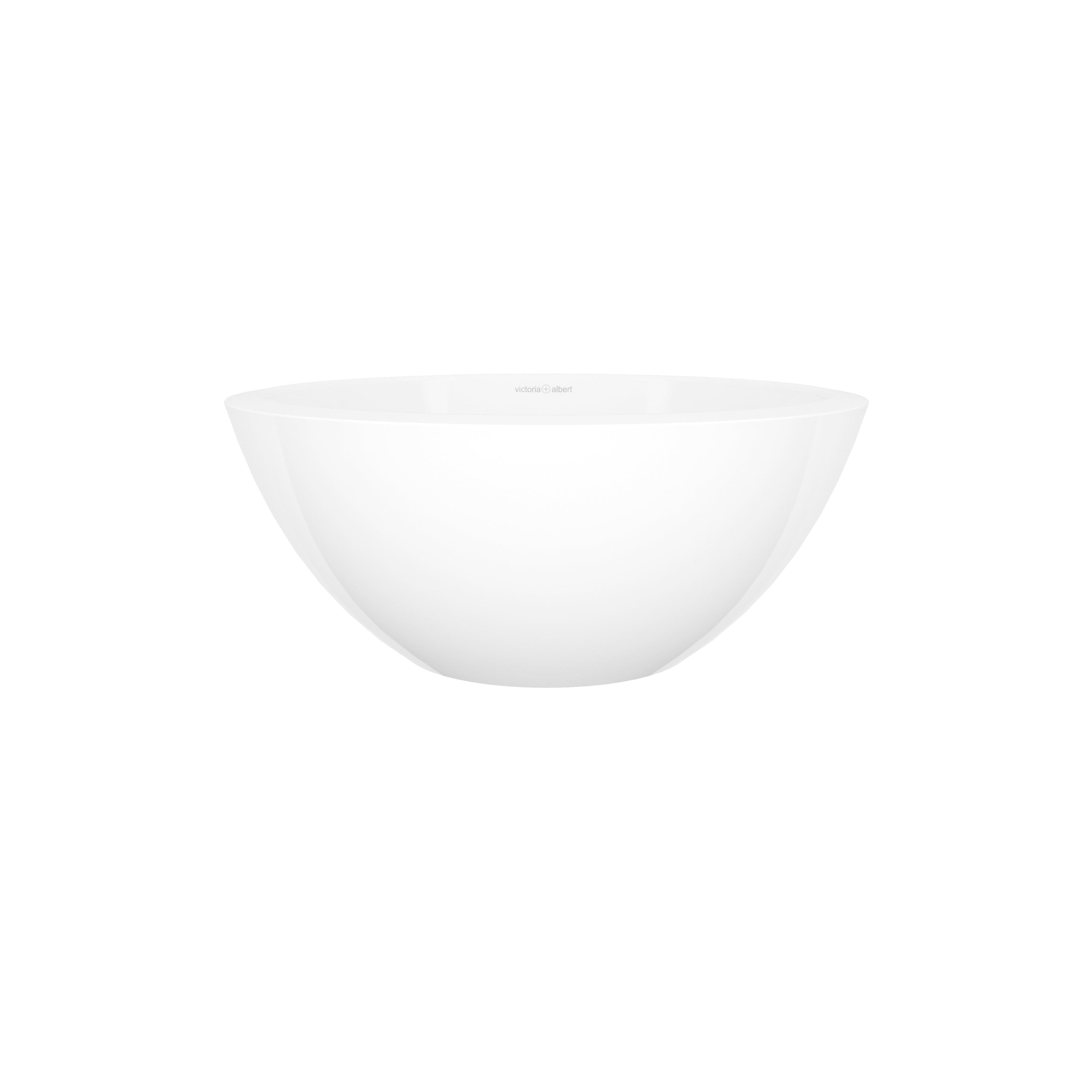 Lavabo Maru de Victoria + Albert en piedra volcánica blanca, vista en ángulo sobre fondo blanco (42 × 42 cm)