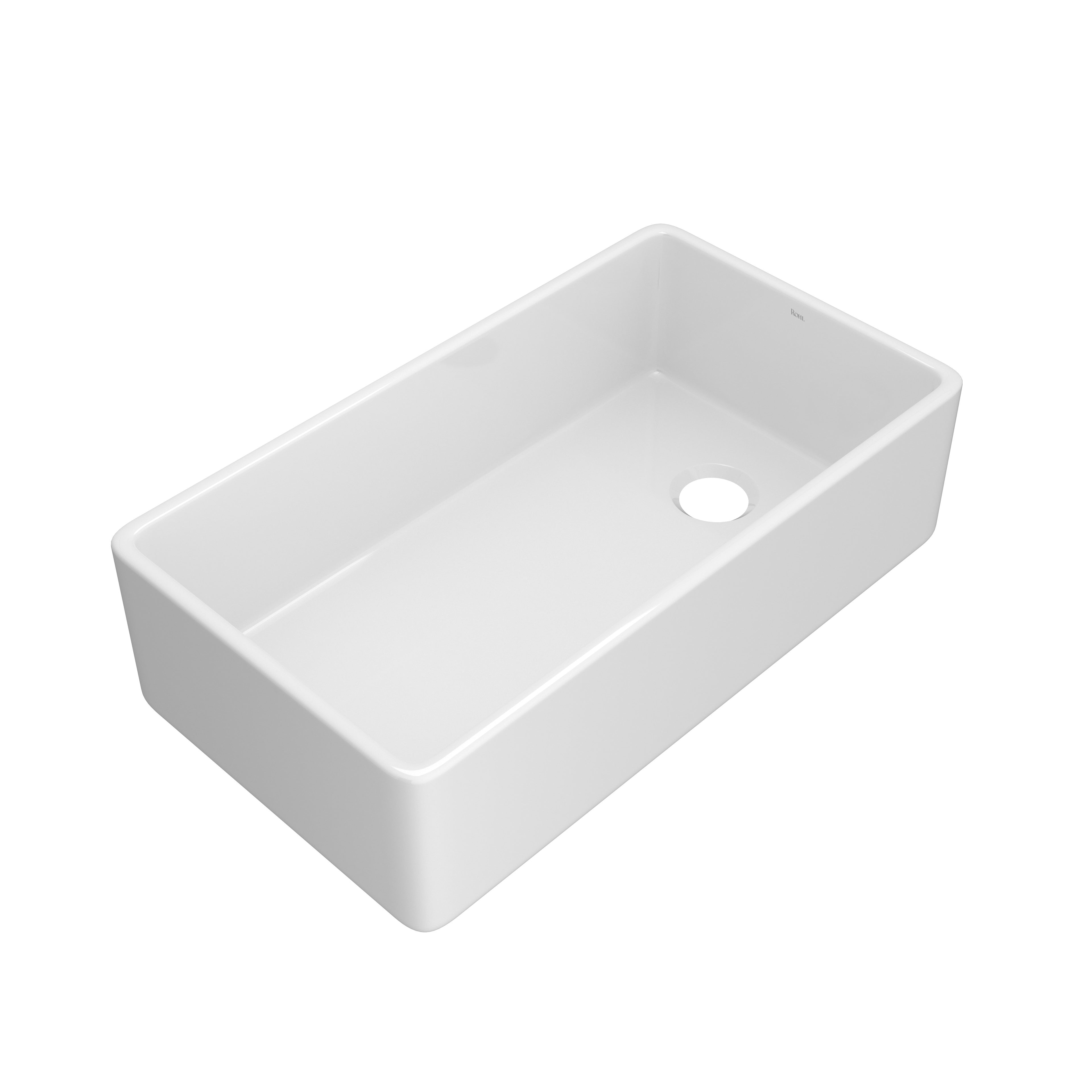 Rohl Allia Tarja de Cocina Farmhouse de Fireclay Sencilla 36" - Blanco