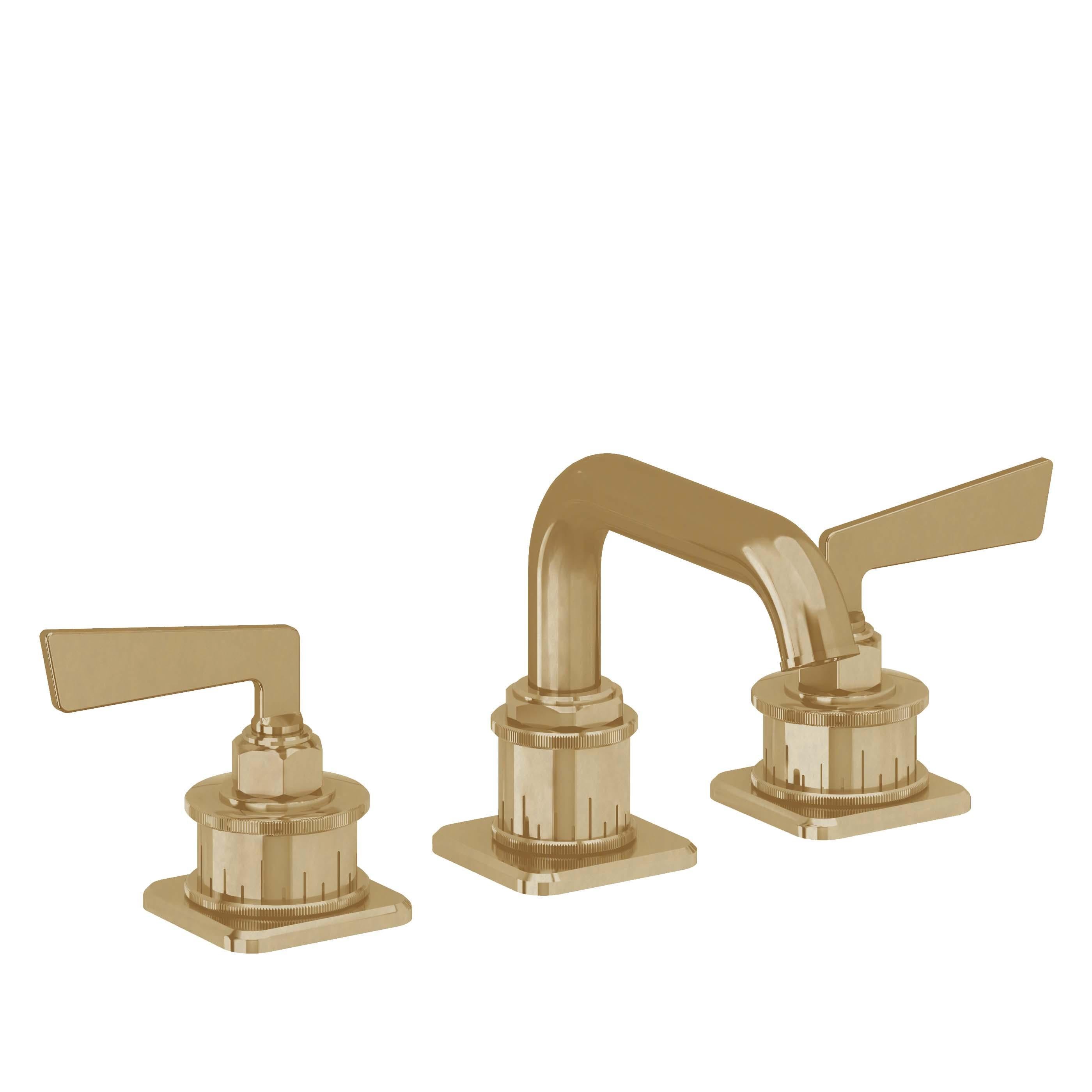 California Faucets Steampunk Bay 8" Llave de Lavabo de 3 Orificios para Cubierta, con Dos Manerales - Pico Quad Bajo - Latón Bruñido