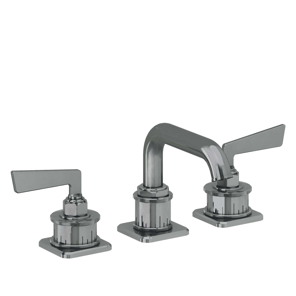 California Faucets Steampunk Bay 8" Llave de Lavabo de 3 Orificios para Cubierta, con Dos Manerales - Pico Quad Bajo - Níquel Negro