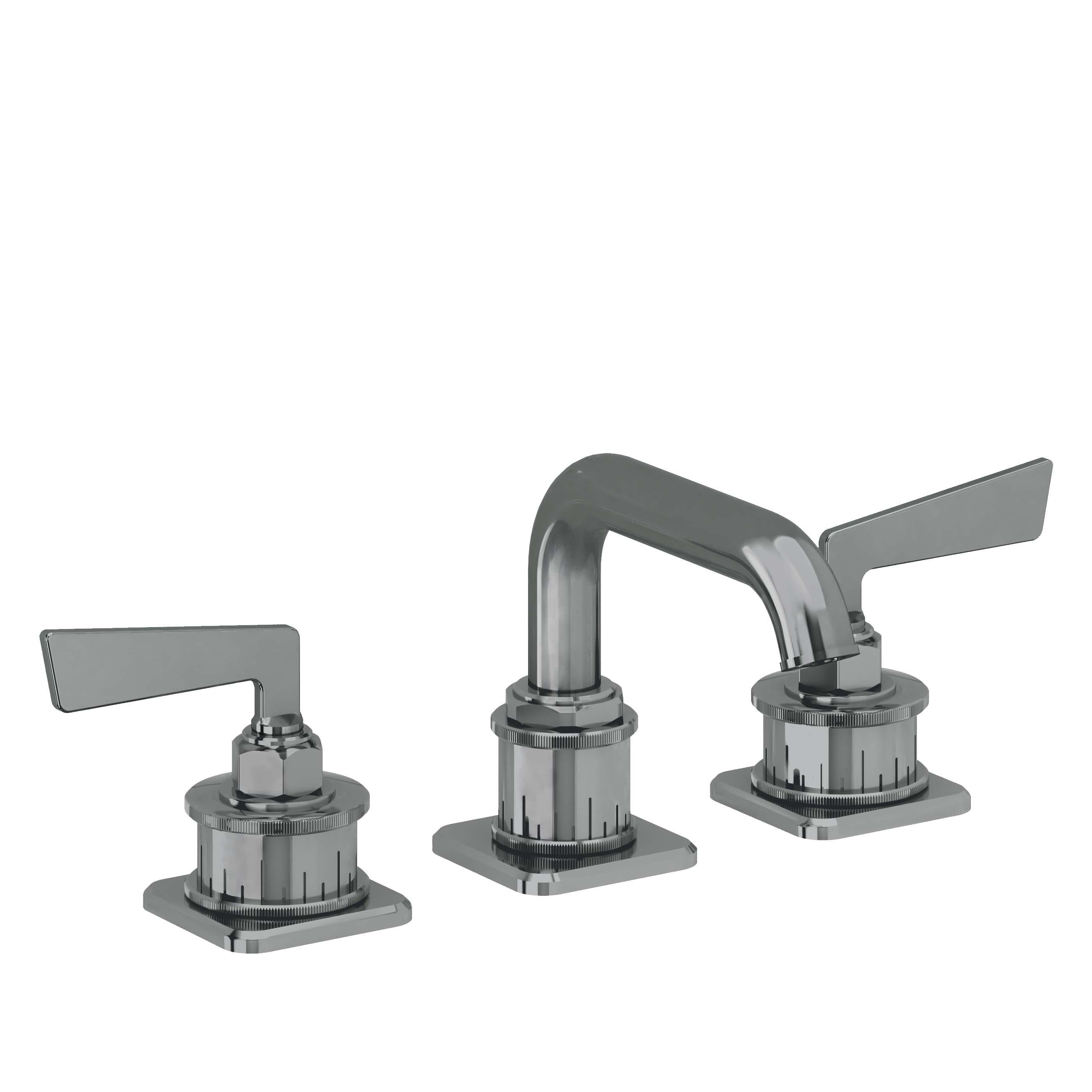 California Faucets Steampunk Bay 8" Llave de Lavabo de 3 Orificios para Cubierta, con Dos Manerales - Pico Quad Bajo - Níquel Negro