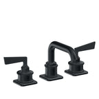 California Faucets Steampunk Bay 8" Llave de Lavabo de 3 Orificios para Cubierta, con Dos Manerales - Pico Quad Bajo - Carbón