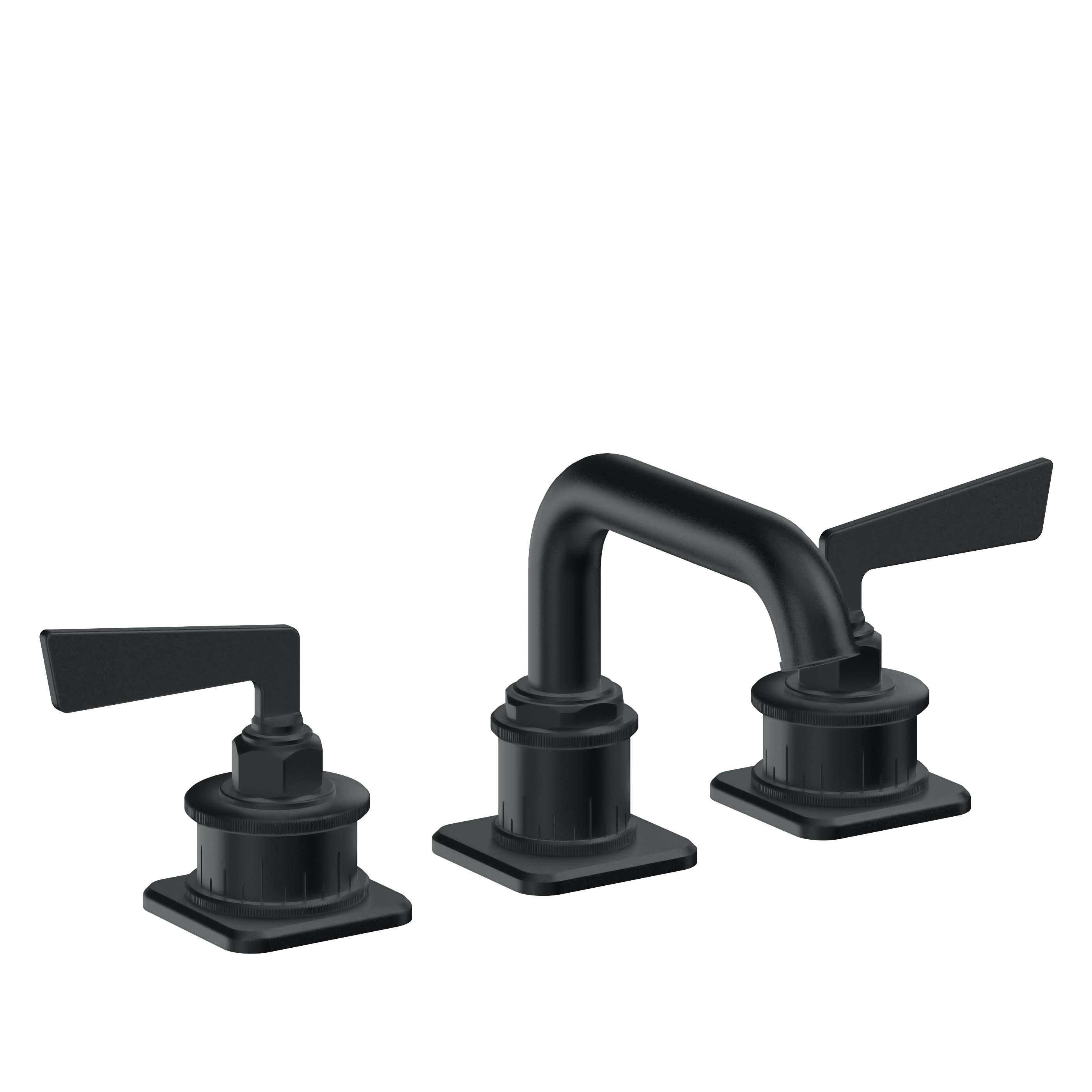 California Faucets Steampunk Bay 8" Llave de Lavabo de 3 Orificios para Cubierta, con Dos Manerales - Pico Quad Bajo - Carbón