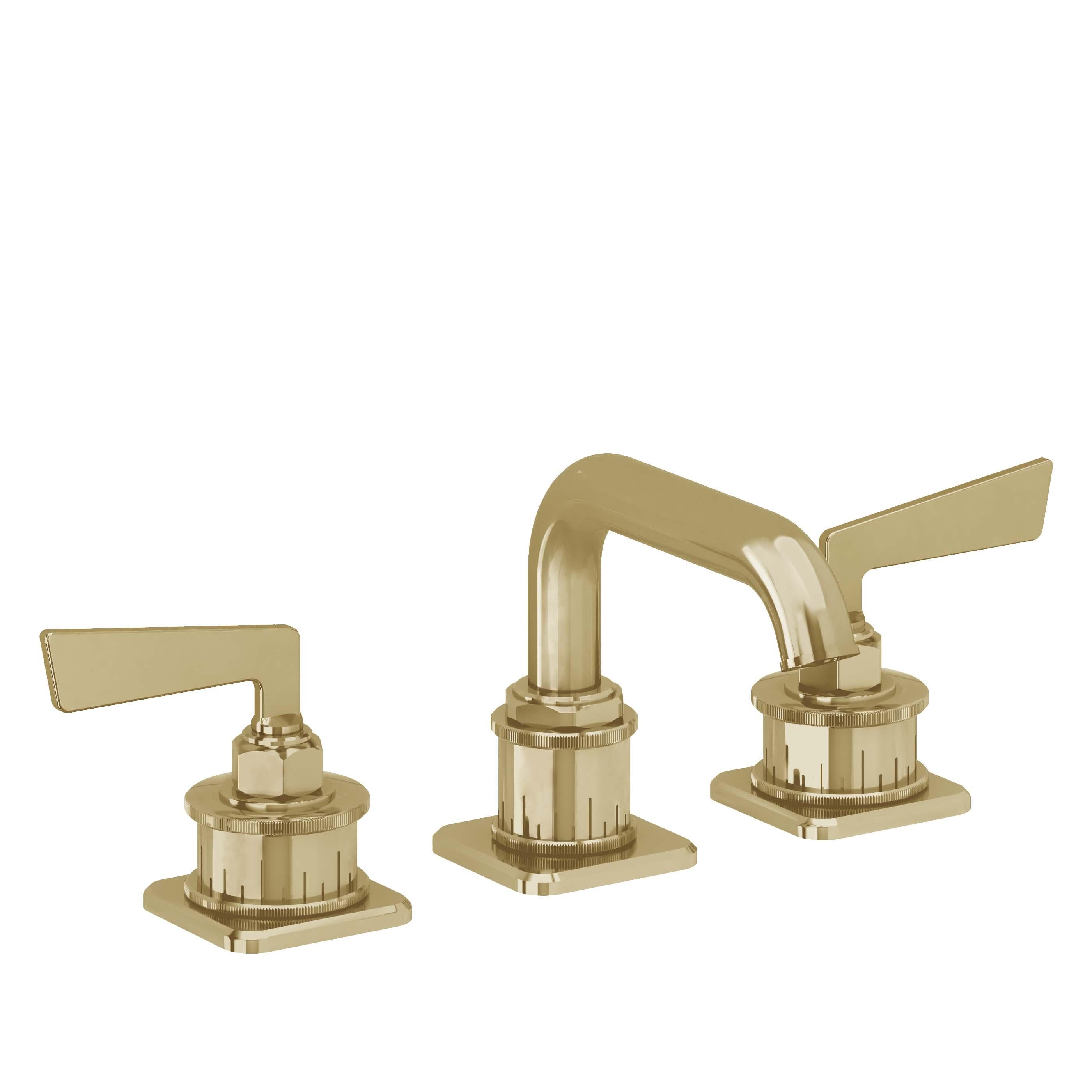 California Faucets Steampunk Bay 8" Llave de Lavabo de 3 Orificios para Cubierta, con Dos Manerales - Pico Quad Bajo - Oro Francés