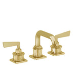 California Faucets Steampunk Bay 8" Llave de Lavabo de 3 Orificios para Cubierta, con Dos Manerales - Pico Quad Bajo - Oro Pulido de por Vida