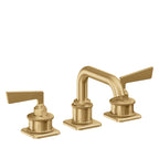 California Faucets Steampunk Bay 8" Llave de Lavabo de 3 Orificios para Cubierta, con Dos Manerales - Pico Quad Bajo - Oro Satinado de por Vida