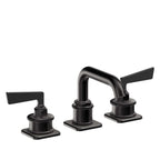 California Faucets Steampunk Bay 8" Llave de Lavabo de 3 Orificios para Cubierta, con Dos Manerales - Pico Quad Bajo - Negro Mate