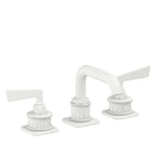California Faucets Steampunk Bay 8" Llave de Lavabo de 3 Orificios para Cubierta, con Dos Manerales - Pico Quad Bajo - Blanco Mate