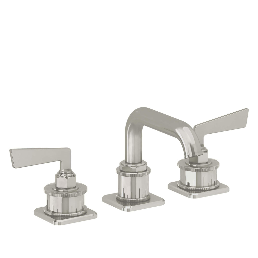 California Faucets Steampunk Bay 8" Llave de Lavabo de 3 Orificios para Cubierta, con Dos Manerales - Pico Quad Bajo - Níquel Pulido