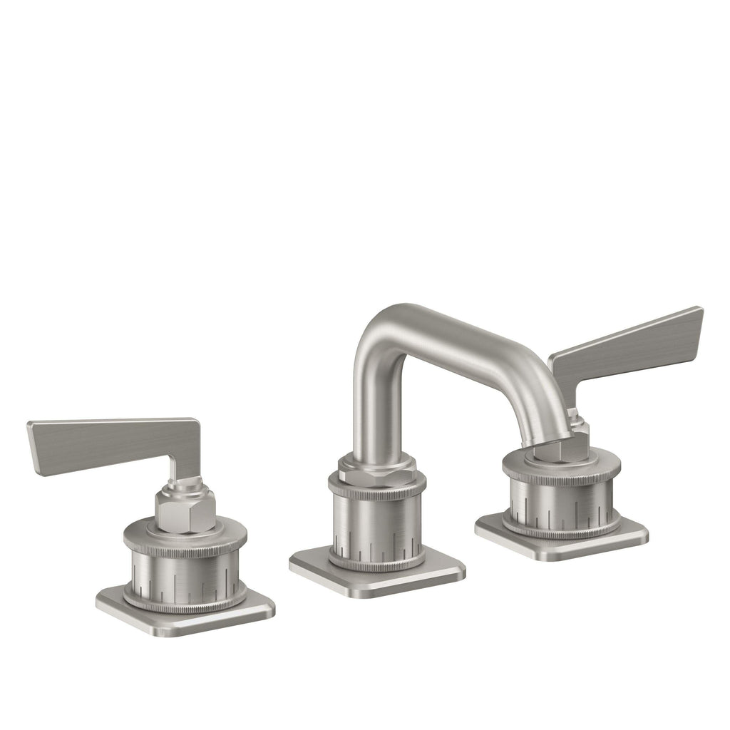 California Faucets Steampunk Bay 8" Llave de Lavabo de 3 Orificios para Cubierta, con Dos Manerales - Pico Quad Bajo - Acero Inoxidable Ultra