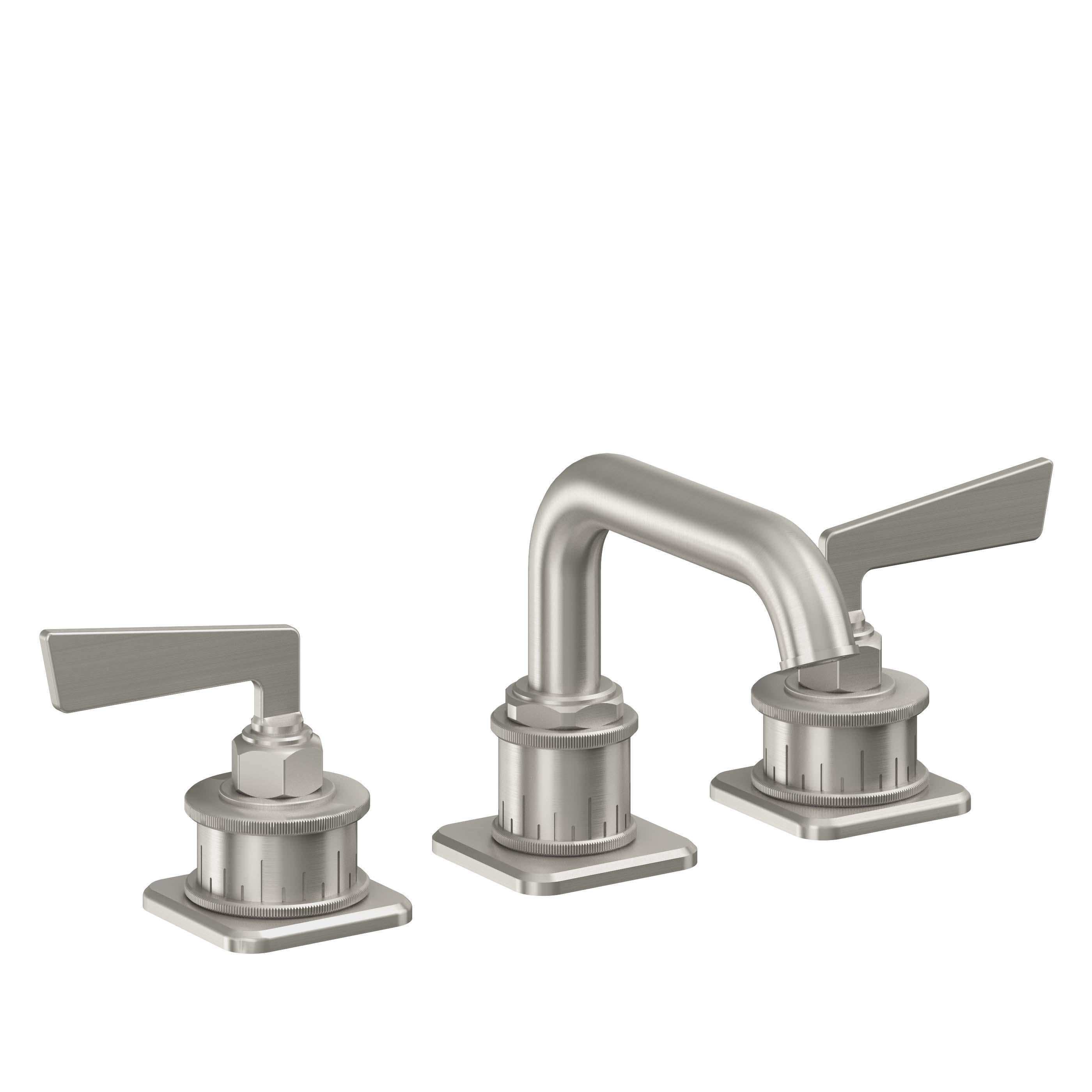 California Faucets Steampunk Bay 8" Llave de Lavabo de 3 Orificios para Cubierta, con Dos Manerales - Pico Quad Bajo - Acero Inoxidable Ultra