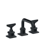 California Faucets Steampunk Bay 8" Llave de Lavabo de 3 Orificios para Cubierta, con Dos Manerales - Pico Quad Bajo - Carbón