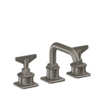 California Faucets Steampunk Bay 8" Llave de Lavabo de 3 Orificios para Cubierta, con Dos Manerales - Pico Quad Bajo - Grafito