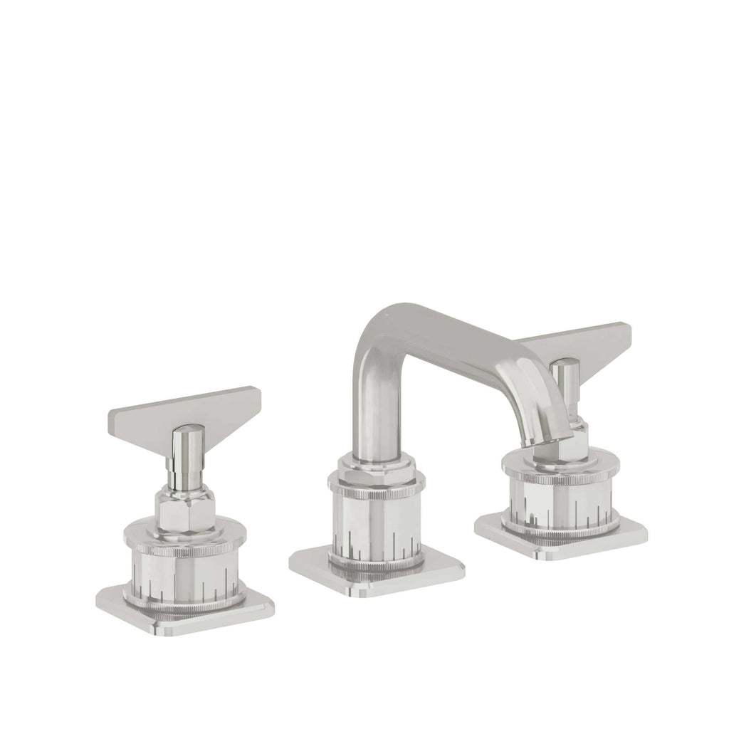 California Faucets Steampunk Bay 8" Llave de Lavabo de 3 Orificios para Cubierta, con Dos Manerales - Pico Quad Bajo - Cromo Pulido