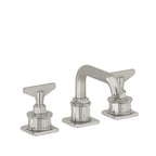 California Faucets Steampunk Bay 8" Llave de Lavabo de 3 Orificios para Cubierta, con Dos Manerales - Pico Quad Bajo - Níquel Pulido