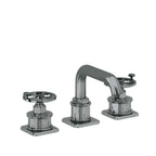 California Faucets Steampunk Bay 8" Llave de Lavabo de 3 Orificios para Cubierta, con Dos Manerales - Pico Quad Bajo - Níquel Negro