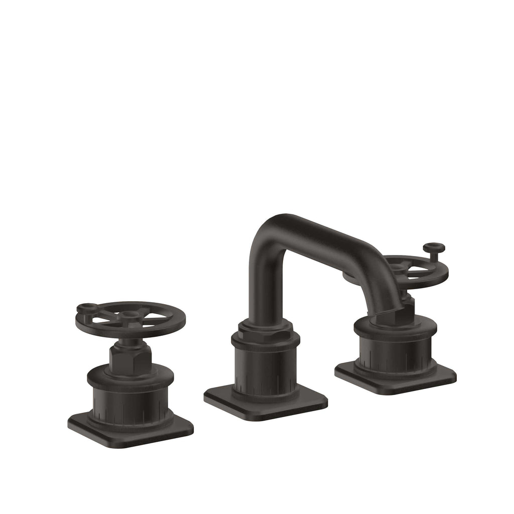 California Faucets Steampunk Bay 8" Llave de Lavabo de 3 Orificios para Cubierta, con Dos Manerales - Pico Quad Bajo - Bronce Oscuro