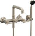 California Faucets Steampunk Bay Contemporaneo Llenador de Tina de Montaje en Pared - Manija de Cuchilla - Níquel Satinado