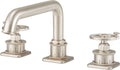 California Faucets Steampunk Bay Juego Completo para Tina Romana - Pico Quad Bajo - Níquel Satinado