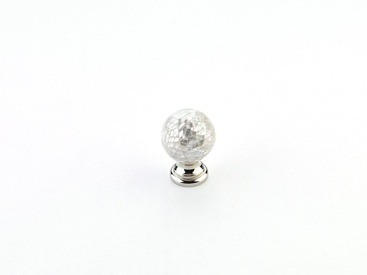 Schaub Perilla Mother Pearl Please Note We, 1-1/4" diám. — Níquel Pulido