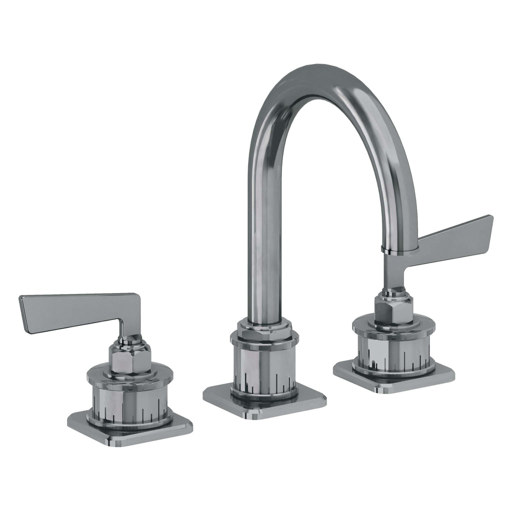 California Faucets Steampunk Bay 8" Llave de Lavabo de 3 Orificios para Cubierta, con Dos Manerales - Pico de Arco - Níquel Negro