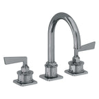 California Faucets Steampunk Bay 8" Llave de Lavabo de 3 Orificios para Cubierta, con Dos Manerales - Pico de Arco - Níquel Negro
