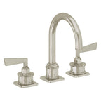 California Faucets Steampunk Bay 8" Llave de Lavabo de 3 Orificios para Cubierta, con Dos Manerales - Pico de Arco - Níquel Bruñido