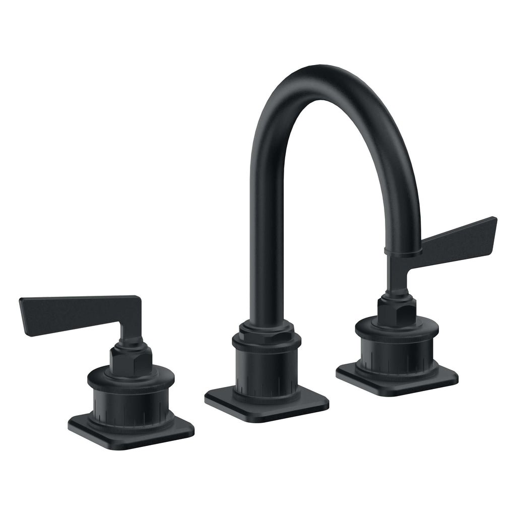 California Faucets Steampunk Bay 8" Llave de Lavabo de 3 Orificios para Cubierta, con Dos Manerales - Pico de Arco - Carbón