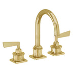 California Faucets Steampunk Bay 8" Llave de Lavabo de 3 Orificios para Cubierta, con Dos Manerales - Pico de Arco - Oro Pulido de por Vida