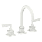 California Faucets Steampunk Bay 8" Llave de Lavabo de 3 Orificios para Cubierta, con Dos Manerales - Pico de Arco - Blanco Mate