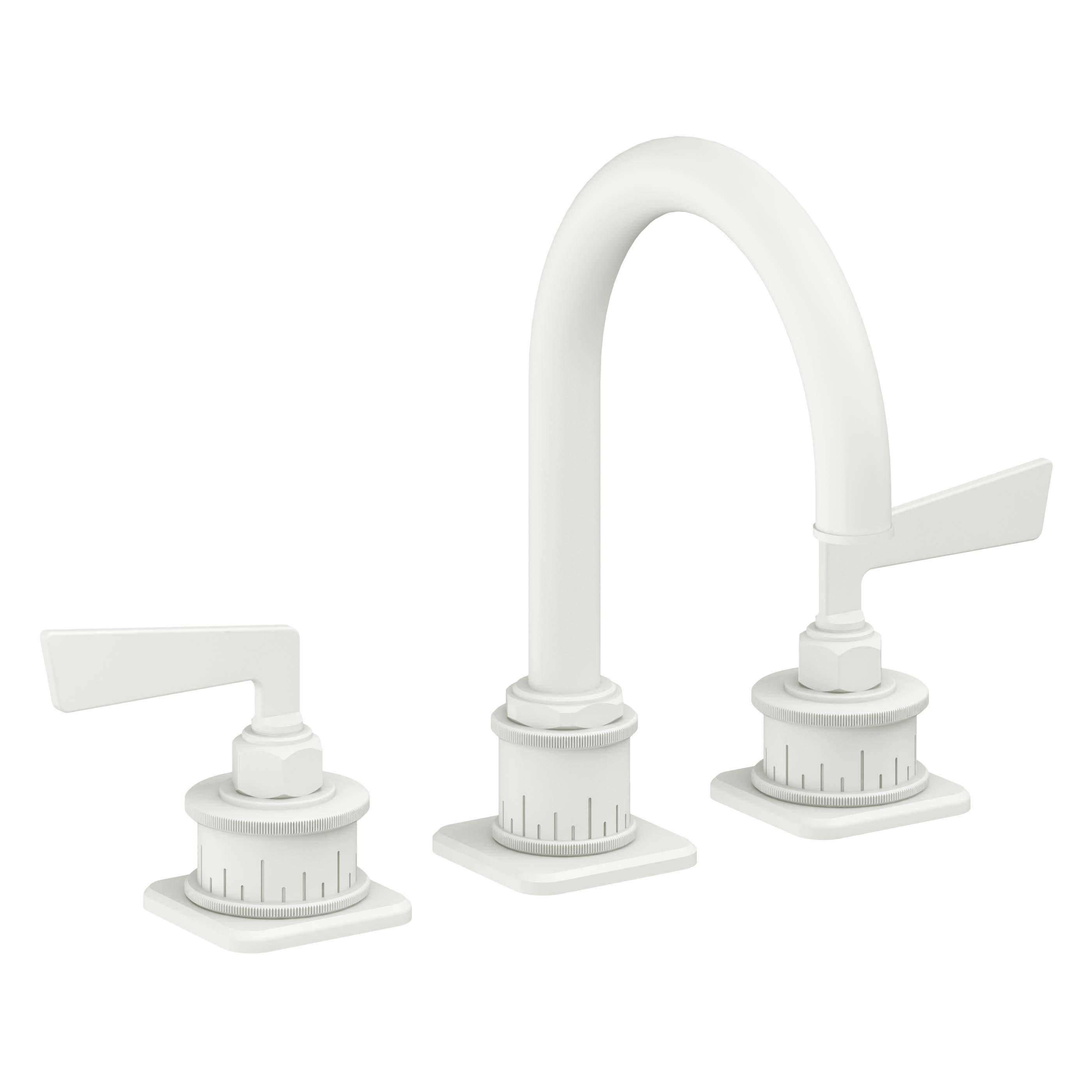 California Faucets Steampunk Bay 8" Llave de Lavabo de 3 Orificios para Cubierta, con Dos Manerales - Pico de Arco - Blanco Mate