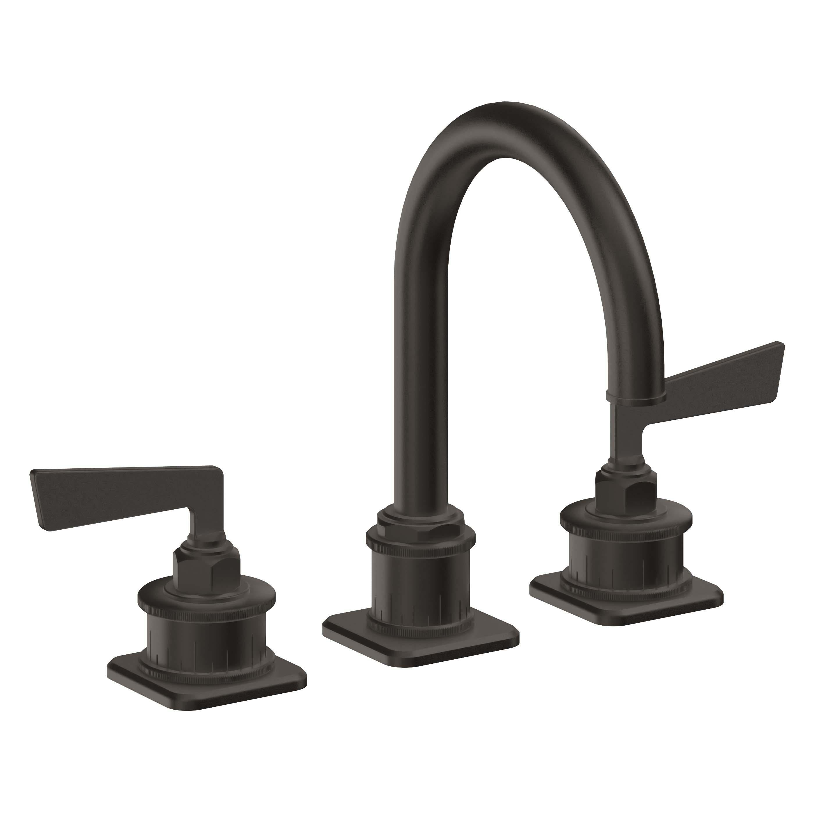 California Faucets Steampunk Bay 8" Llave de Lavabo de 3 Orificios para Cubierta, con Dos Manerales - Pico de Arco - Bronce Oscuro