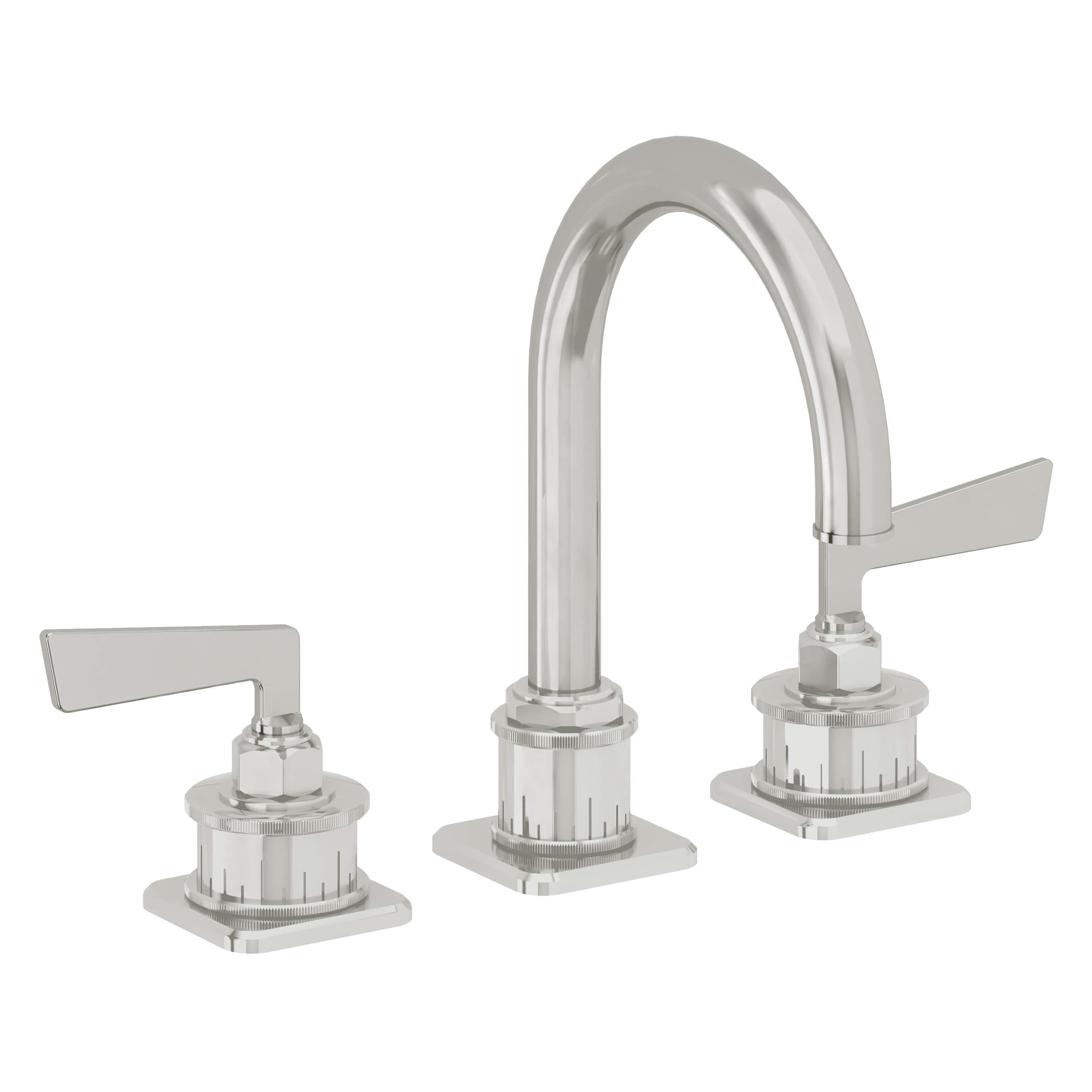 California Faucets Steampunk Bay 8" Llave de Lavabo de 3 Orificios para Cubierta, con Dos Manerales - Pico de Arco - Cromo Pulido