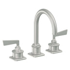 California Faucets Steampunk Bay 8" Llave de Lavabo de 3 Orificios para Cubierta, con Dos Manerales - Pico de Arco - Cromo Satinado