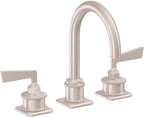 California Faucets Steampunk Bay 8" Llave de Lavabo de 3 Orificios para Cubierta, con Dos Manerales - Pico de Arco - Níquel Satinado
