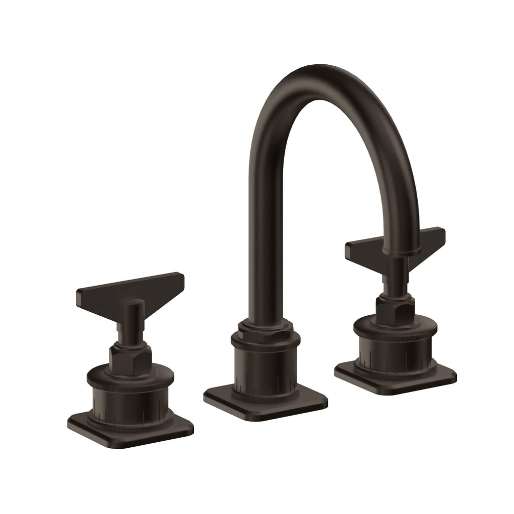 California Faucets Steampunk Bay 8" Llave de Lavabo de 3 Orificios para Cubierta, con Dos Manerales - Pico de Arco - Bronce Bella Terra