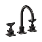 California Faucets Steampunk Bay 8" Llave de Lavabo de 3 Orificios para Cubierta, con Dos Manerales - Pico de Arco - Negro Mate