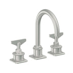California Faucets Steampunk Bay 8" Llave de Lavabo de 3 Orificios para Cubierta, con Dos Manerales - Pico de Arco - Cromo Satinado