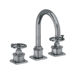 California Faucets Steampunk Bay 8" Llave de Lavabo de 3 Orificios para Cubierta, con Dos Manerales - Pico de Arco - Níquel Negro