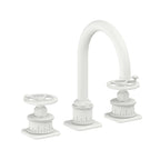 California Faucets Steampunk Bay 8" Llave de Lavabo de 3 Orificios para Cubierta, con Dos Manerales - Pico de Arco - Blanco Mate