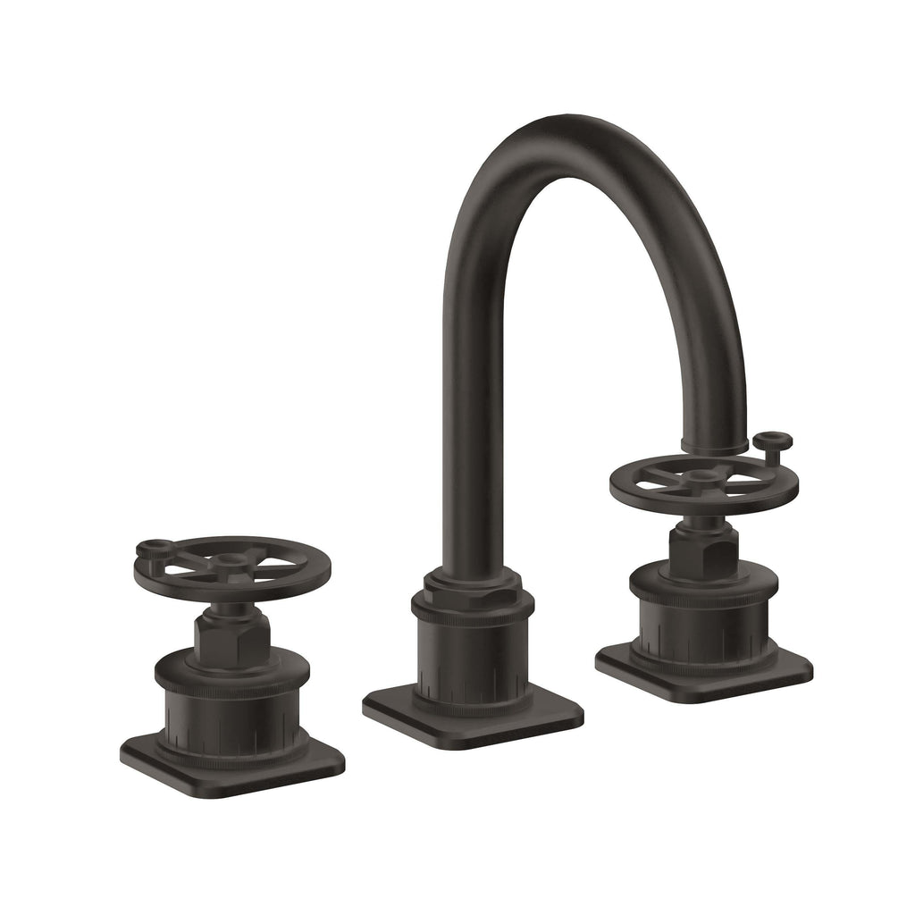California Faucets Steampunk Bay 8" Llave de Lavabo de 3 Orificios para Cubierta, con Dos Manerales - Pico de Arco - Bronce Oscuro