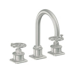 California Faucets Steampunk Bay 8" Llave de Lavabo de 3 Orificios para Cubierta, con Dos Manerales - Pico de Arco - Cromo Satinado